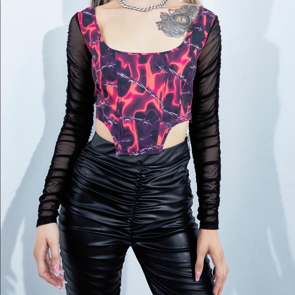 Dolls Kill Poster Grl High Risk Hottie Corset Top